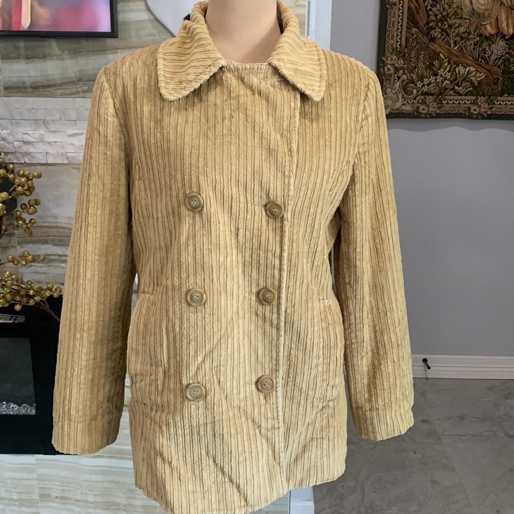 Talbots Tan Double‎ Breasted Coat. Size 8 P - Picture 4 of 14